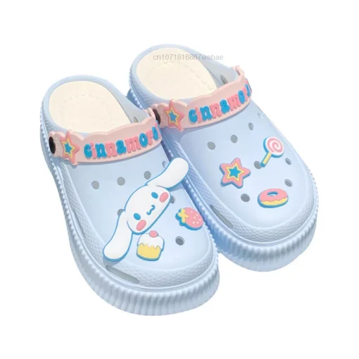 Sanrio Hello Kitty Cinnamoroll Melody Kuromi Cute Cartoon EVA Hole Shoes Y2k Women Casual Sandals Thick Sole Bathroom Slippers - Image 6