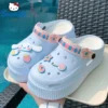 Sanrio Hello Kitty Cinnamoroll Melody Kuromi Cute Cartoon EVA Hole Shoes Y2k Women Casual Sandals Thick Sole Bathroom Slippers