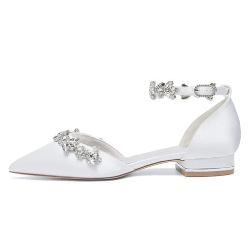 Flat heel, pointed toe, rhinestones, fashionable temperament, elegant and versatile, everyday shoes, wedding shoes - Image 2