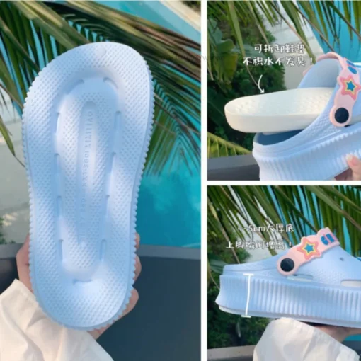Sanrio Hello Kitty Cinnamoroll Melody Kuromi Cute Cartoon EVA Hole Shoes Y2k Women Casual Sandals Thick Sole Bathroom Slippers - Image 3