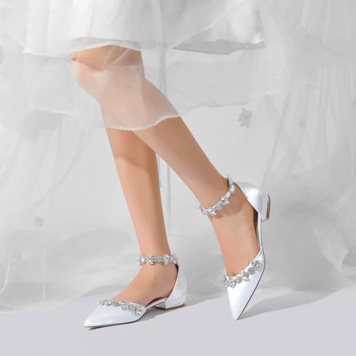 Flat heel, pointed toe, rhinestones, fashionable temperament, elegant and versatile, everyday shoes, wedding shoes - Image 5