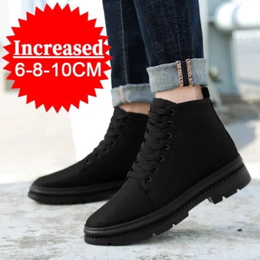 Men Boots Elevator Shoes Hidden Heels Canvas Heightening Shoes For Man Hidden Heels Increase Insole 10CM 8CM Sports Height Shoes - Image 2