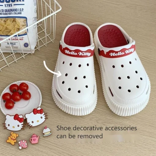 Sanrio Hello Kitty Cinnamoroll Melody Kuromi Cute Cartoon EVA Hole Shoes Y2k Women Casual Sandals Thick Sole Bathroom Slippers - Image 4