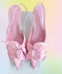 Pink Flower Decor Back Strap Sandals Heels Buckle Pointed Toe Thin Heel High Shoes for Women Wedding Shoes 2025 Zapatillas Mujer
